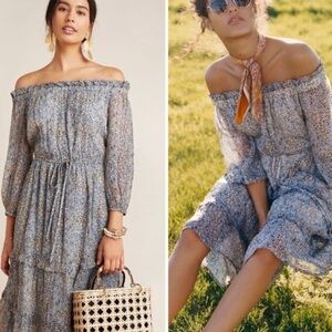 Anthropologie Kira Off-The-Shoulder Peasant Dress Size Small